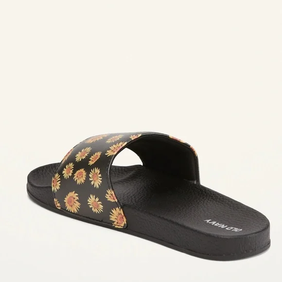 🆕 Old Navy Girls Faux-Leather Pool Slide Sandals Sunflowers Size 12/13 Y - Picture 3 of 11